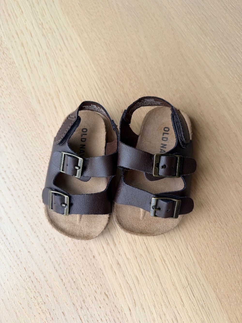 Old Navy- Faux brown leather sandals, baby-  size 3-6 months